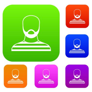 Sakallı adam hapishane giysi koleksiyonu ayarla