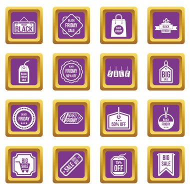 Mor siyah Cuma Icons set