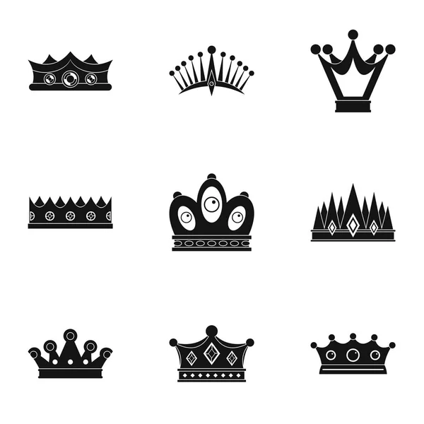 Conjunto de iconos de corona real, estilo simple — Vector de stock