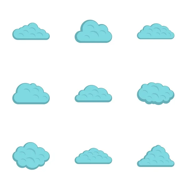 Zestaw ikon chmury burzowej, płaski — Wektor stockowy
