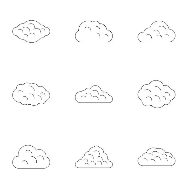 Letní cloud sady ikon, styl osnovy — Stockový vektor