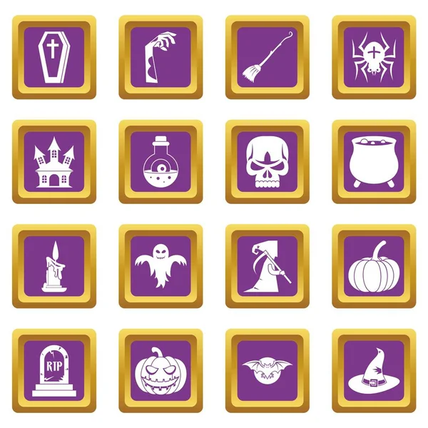 Icônes Halloween ensemble violet — Image vectorielle