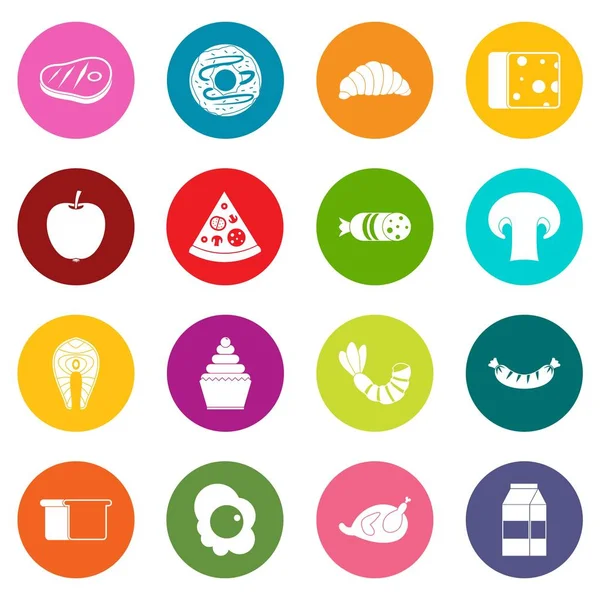 Iconos de alimentos muchos colores conjunto — Vector de stock