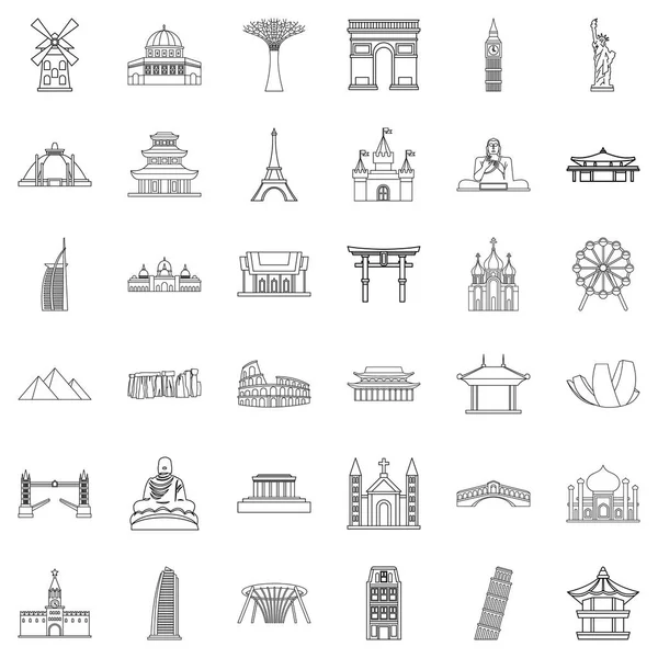 Conjunto de ícones de arquitetura, estilo esboço — Vetor de Stock