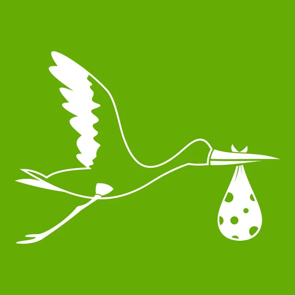 Cegonha carregando ícone verde —  Vetores de Stock