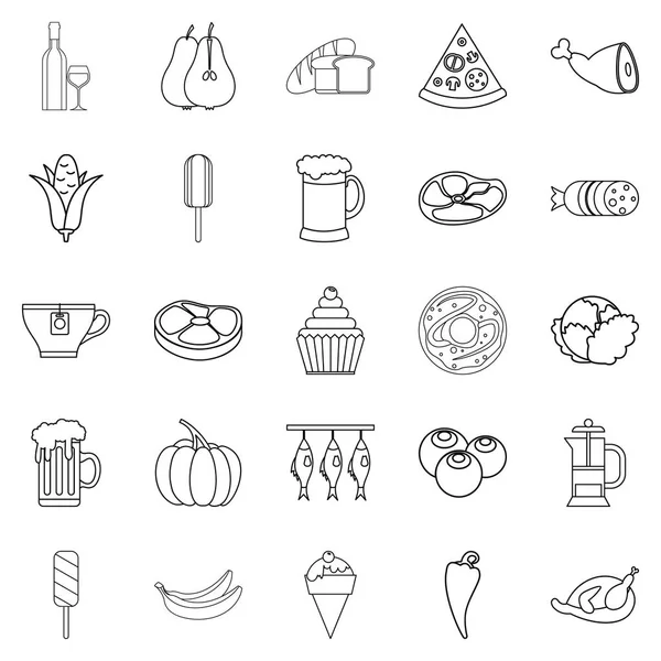 Binge icons set, outline style — Stock Vector