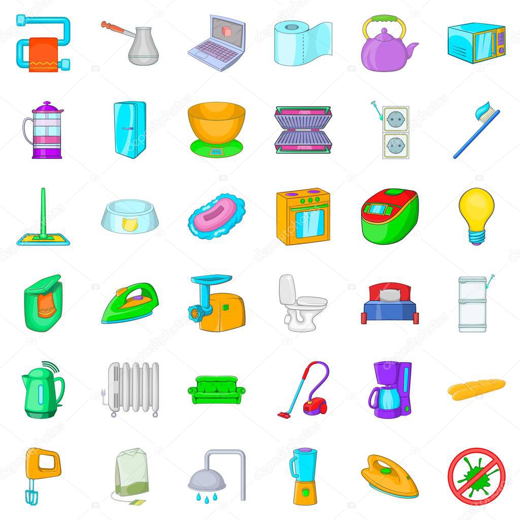 Apartment icons set. Cartoon style of 36 apartment vector icons for web isolated on white background