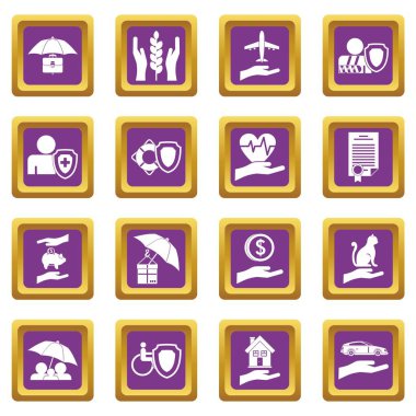 Mor sigorta Icons set