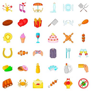 Ziyafet Icons set, karikatür tarzı