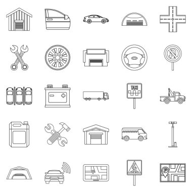 Rezervuar Icons set, anahat stili