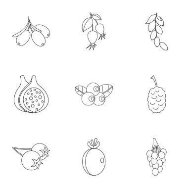 Simge seti, anahat tarzı bahçe çilek