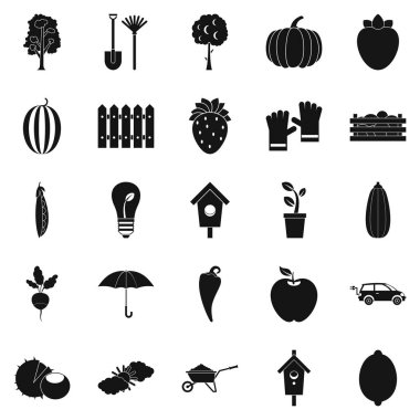 Toplama sebze Icons set, basit tarzı