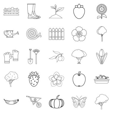 Garth Icons set. Beyaz arka plan üzerinde izole web için 25 garth vektör simge kümesi anahat