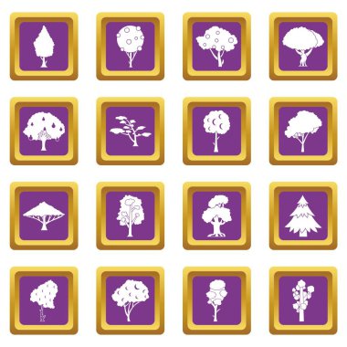 Ağaçlar simgeler mor ayarla