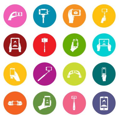 Çok renkli selfie Icons set