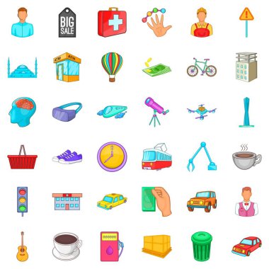 Kasaba Icons set, karikatür tarzı