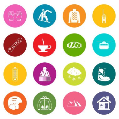 Snowboard simgeleri çok renk ayarla