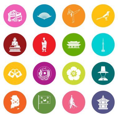 Güney Kore simgeleri çok renk ayarla