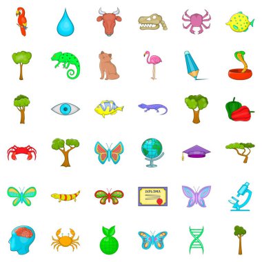 Botanik Icons set, karikatür tarzı