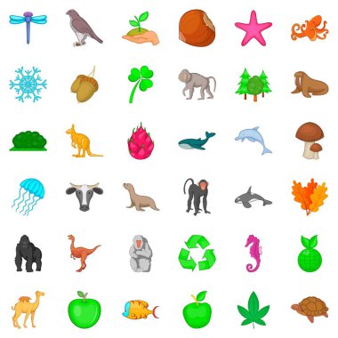 Biyosfer Icons set, karikatür tarzı