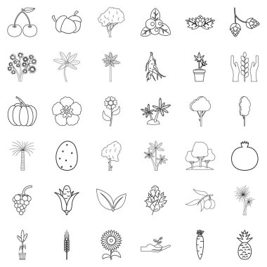 Çiçek Icons set, anahat stili