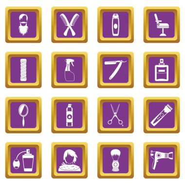 Mor kuaförlük Icons set