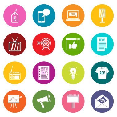 Çok renkli reklam Icons set