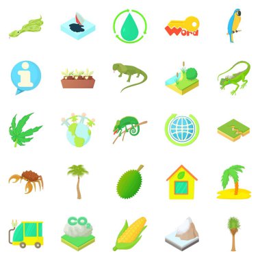 Doğa Icons set, karikatür tarzı