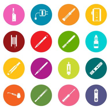 Çok renkli vaping Icons set