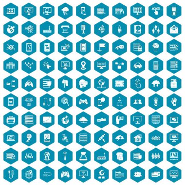 sapphirine altıgen izole vektör çizim içinde 100 Ağ Icons set