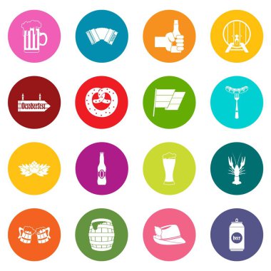 Çok renkli Oktoberfest Icons set