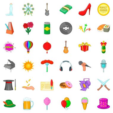 Icons set catering, karikatür tarzı