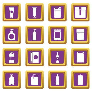 Öğeleri simgeler ambalaj mor ayarla