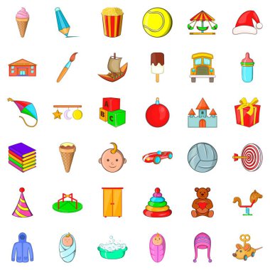 Çocuk Icons set, karikatür tarzı