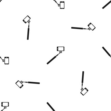 Selfie sopa ve smartphone sorunsuz siyah desen