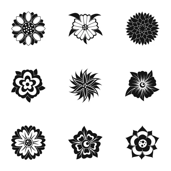 Conjunto de iconos de flor de fantasía, estilo simple — Vector de stock