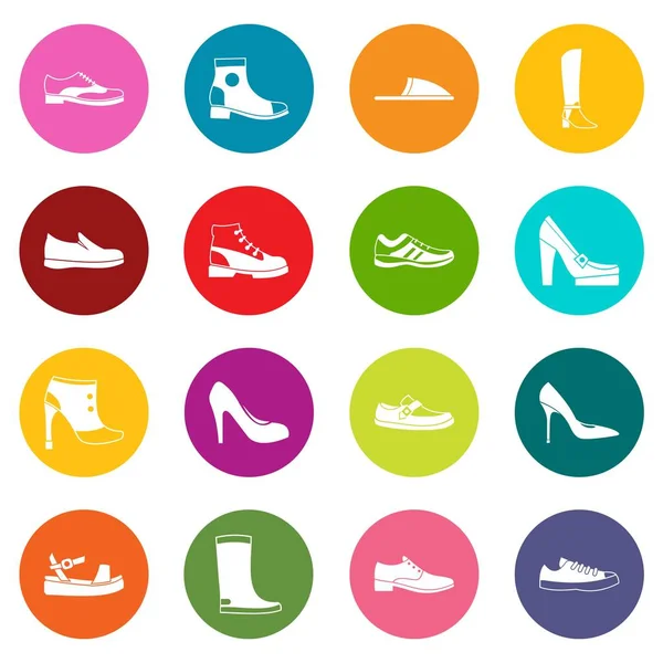 Icônes de chaussures de nombreuses couleurs ensemble — Image vectorielle