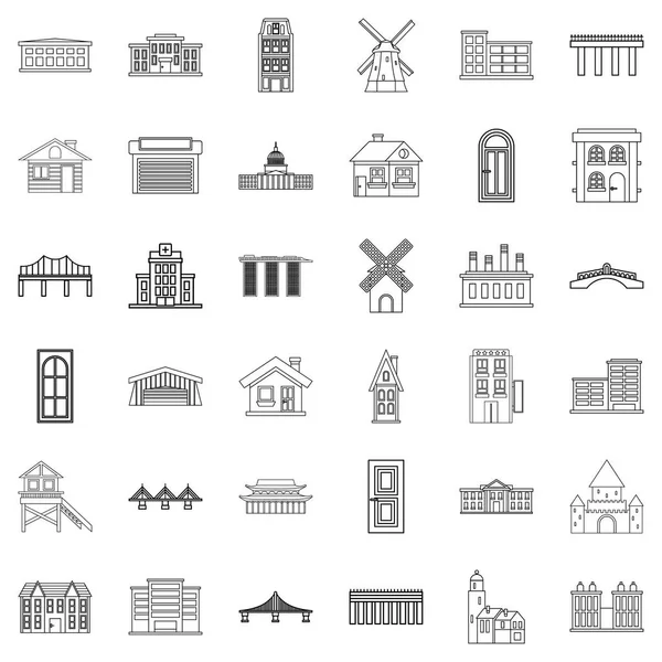 Conjunto de iconos de construcción, estilo de contorno — Vector de stock
