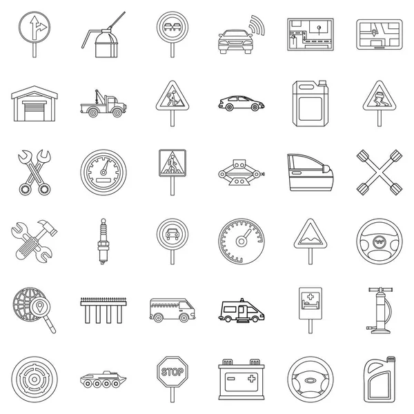 Drive icons set, outline style — Stock Vector
