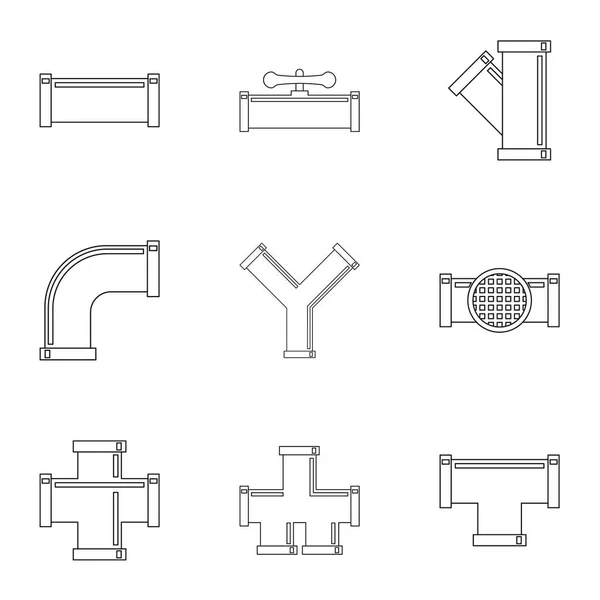 Conjunto de iconos de tubo de agua, estilo de esquema — Vector de stock