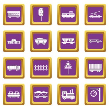 Mor demiryolu Icons set