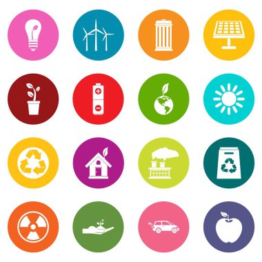Çok renkli ekoloji Icons set
