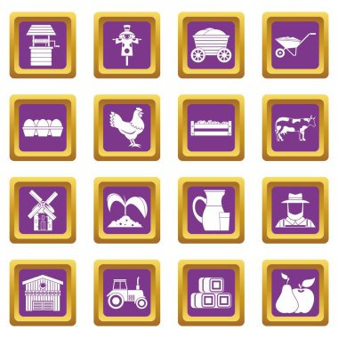 Mor çiftlik Icons set