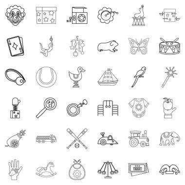 Çocukluk Icons set, anahat stili