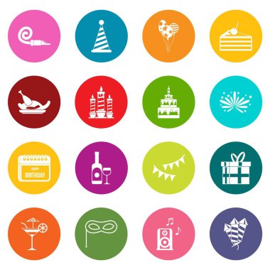 Mutlu Doğum günü simgeler çok renk ayarla