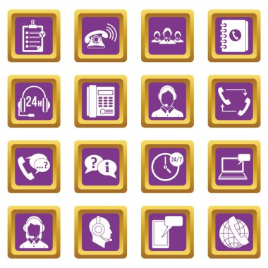 Çağrı merkezi simgeleri simgeleri mor ayarla