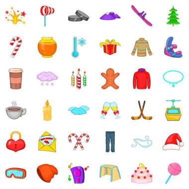 Christmas Icons set, karikatür tarzı