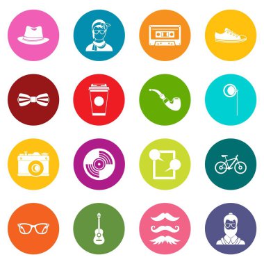 Çok renkli hipster Icons set