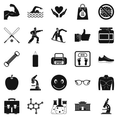 Sağlıklı ulus Icons set, basit tarzı