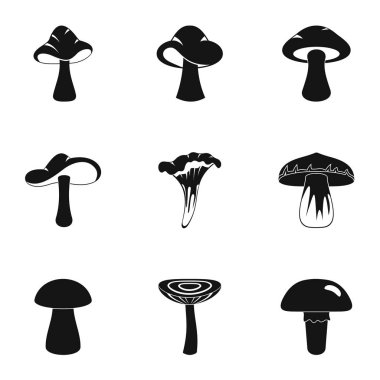 Pişirme mantar simge seti, basit tarzı